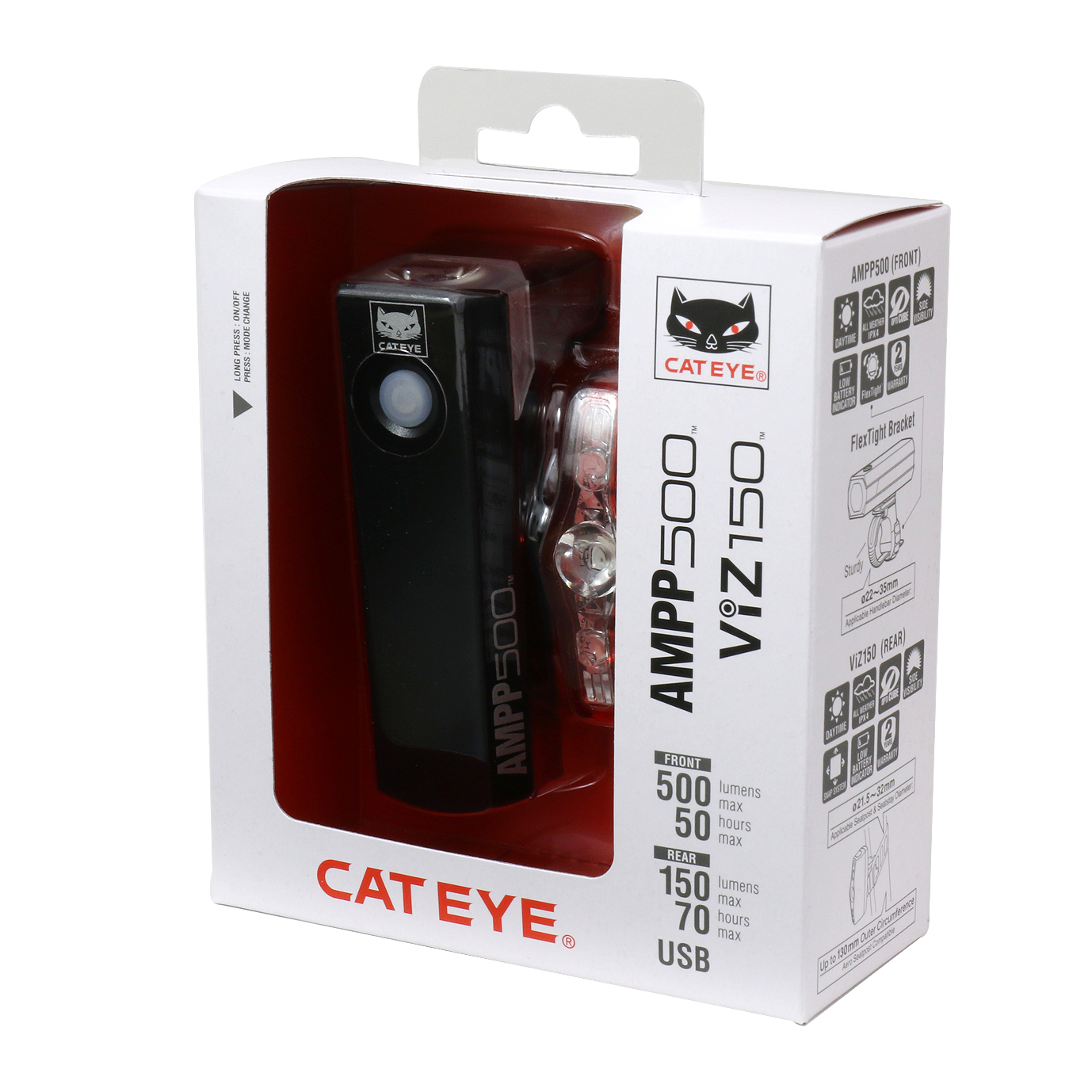  CAT EYE AMPP500 - Faro recargable para bicicleta y mini luz de  seguridad trasera rápida, LED de alta potencia, con cables micro USB :  Deportes y Actividades al Aire Libre